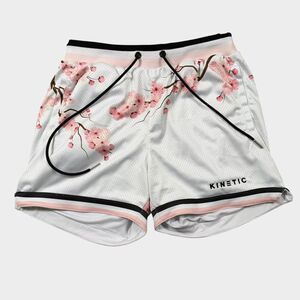 Kinetic Brand Mesh Shorts Mens Medium Cherry Blossom Sakura White Pink